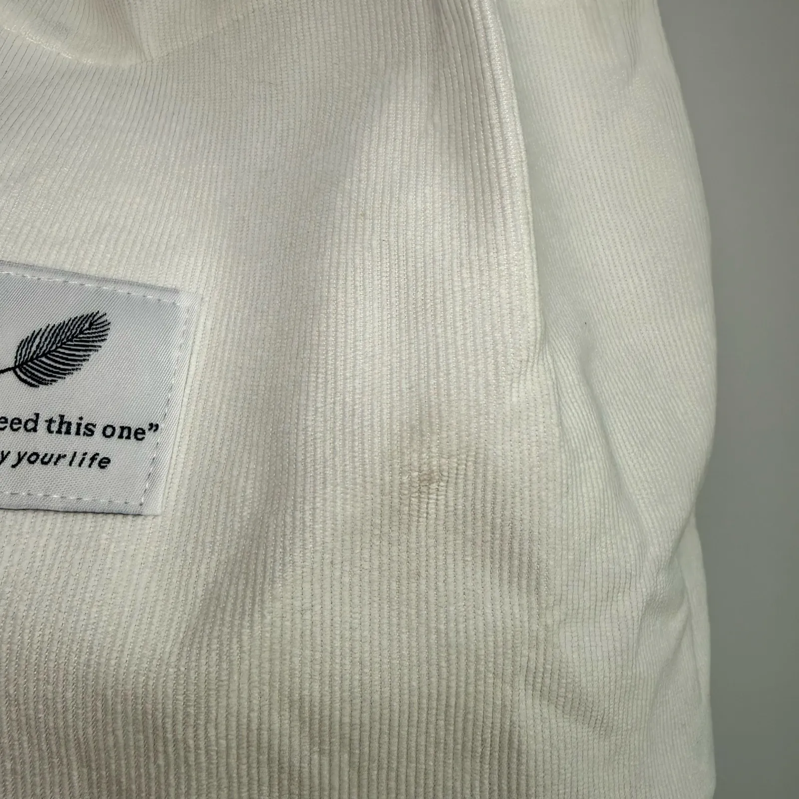 White Corduroy Tote Bag Minimalist Canvas Shoulder Bag Snap Closure NWOT - Image 4