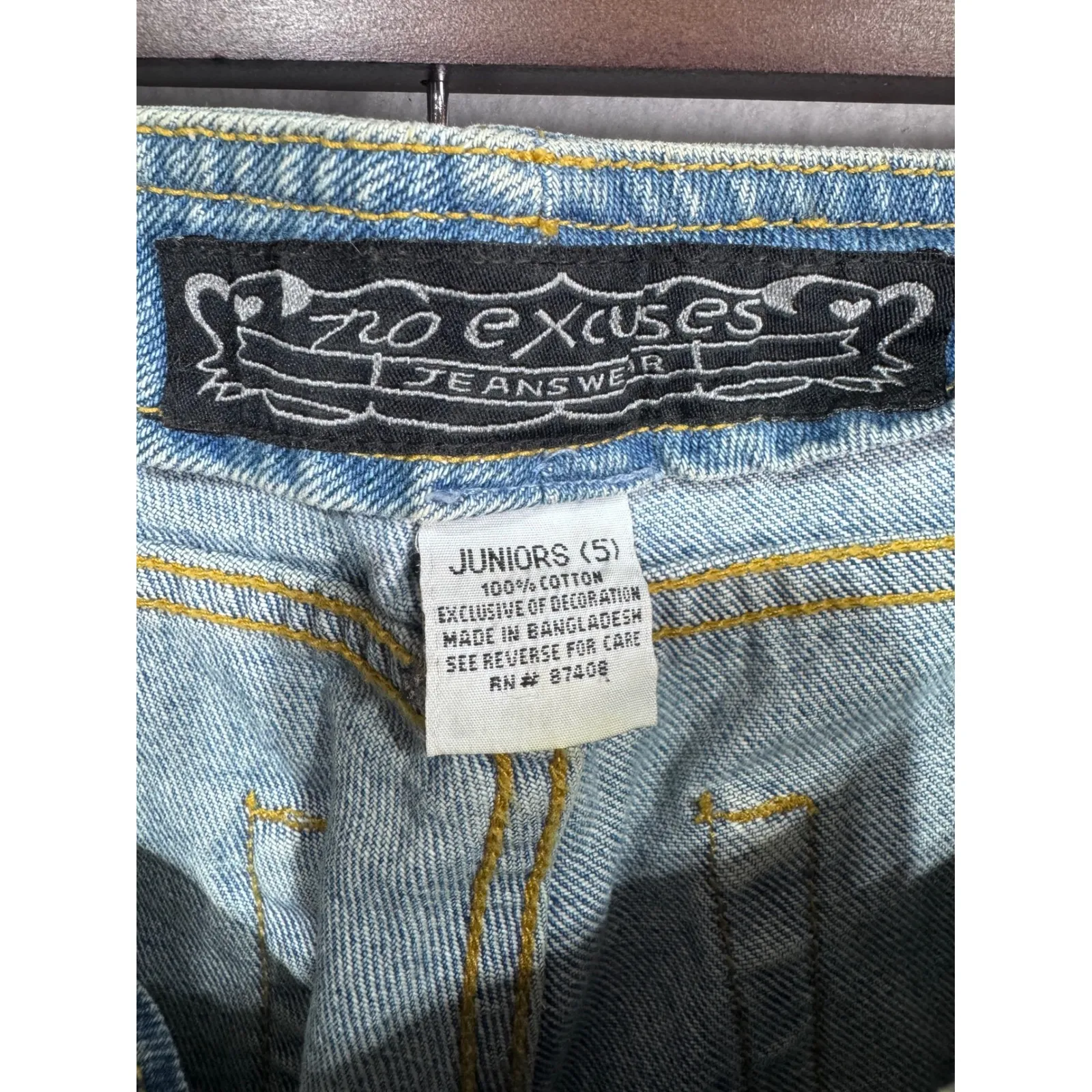 No Excuses Y2K Jeans Juniors Size 5 Light Wash Bootcut Grommet Side Detail Denim - Image 7