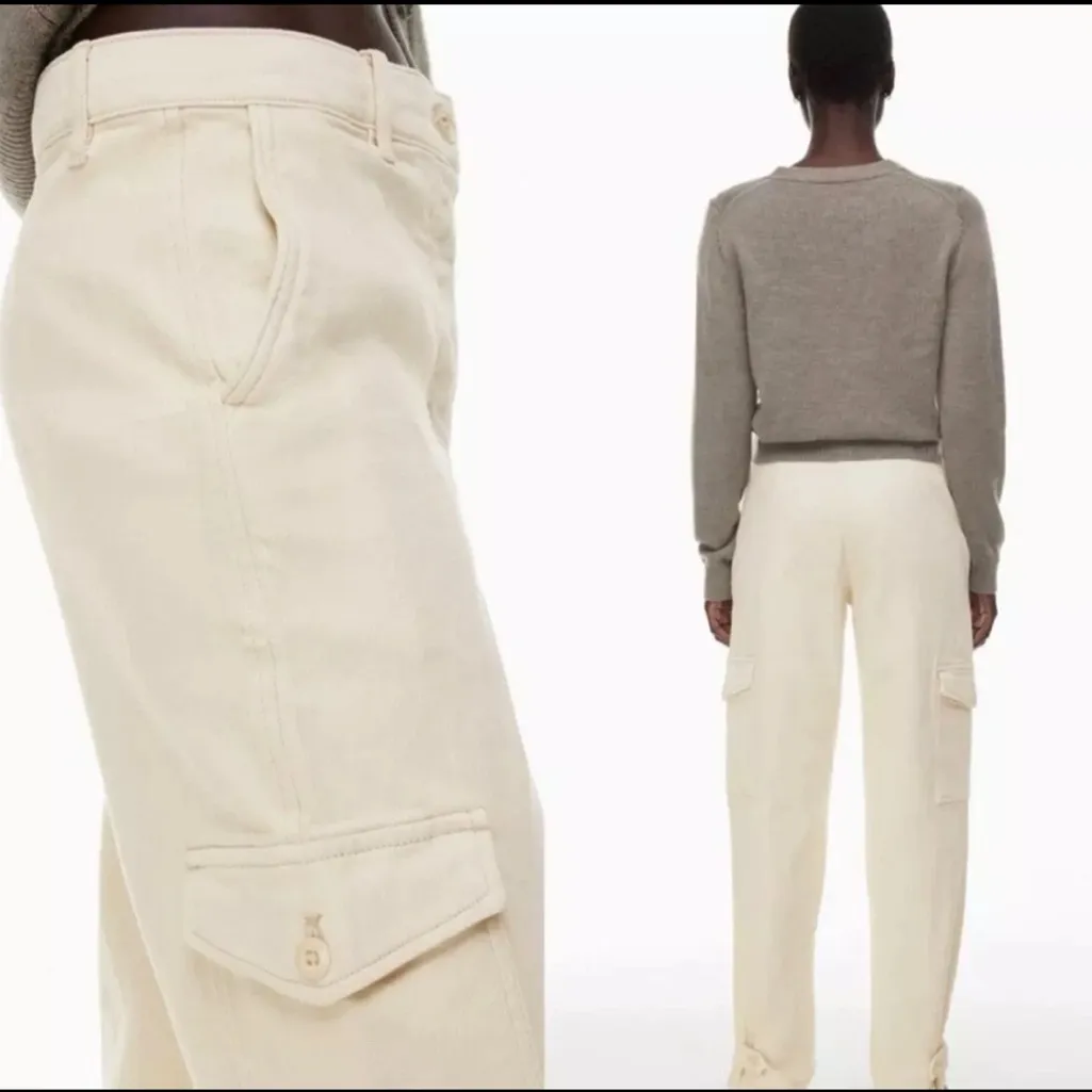 Wilfred Free Beige Cream High Rise Waist Cargo Pants 4 - Image 3