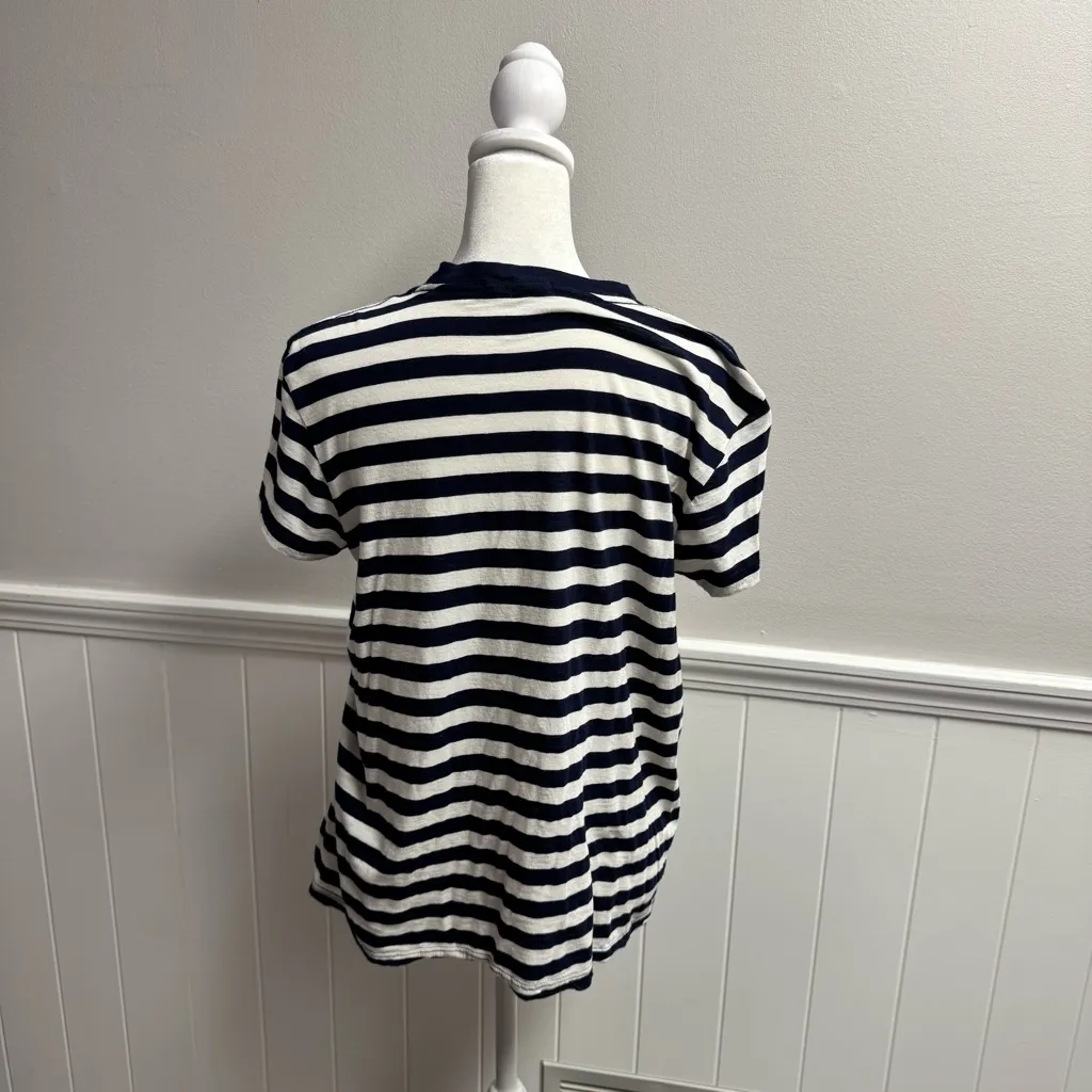 Marine Layer Short Sleeve Striped Ringer T-Shirt Top Shirt Blue White Medium M - Image 11