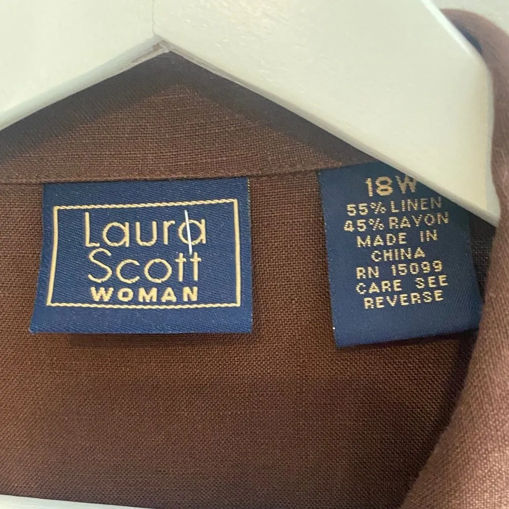 Linen Shacket Shirt Jacket Women's Plus Size 18 Dark Brown Button Down Lagenlook - Image 6