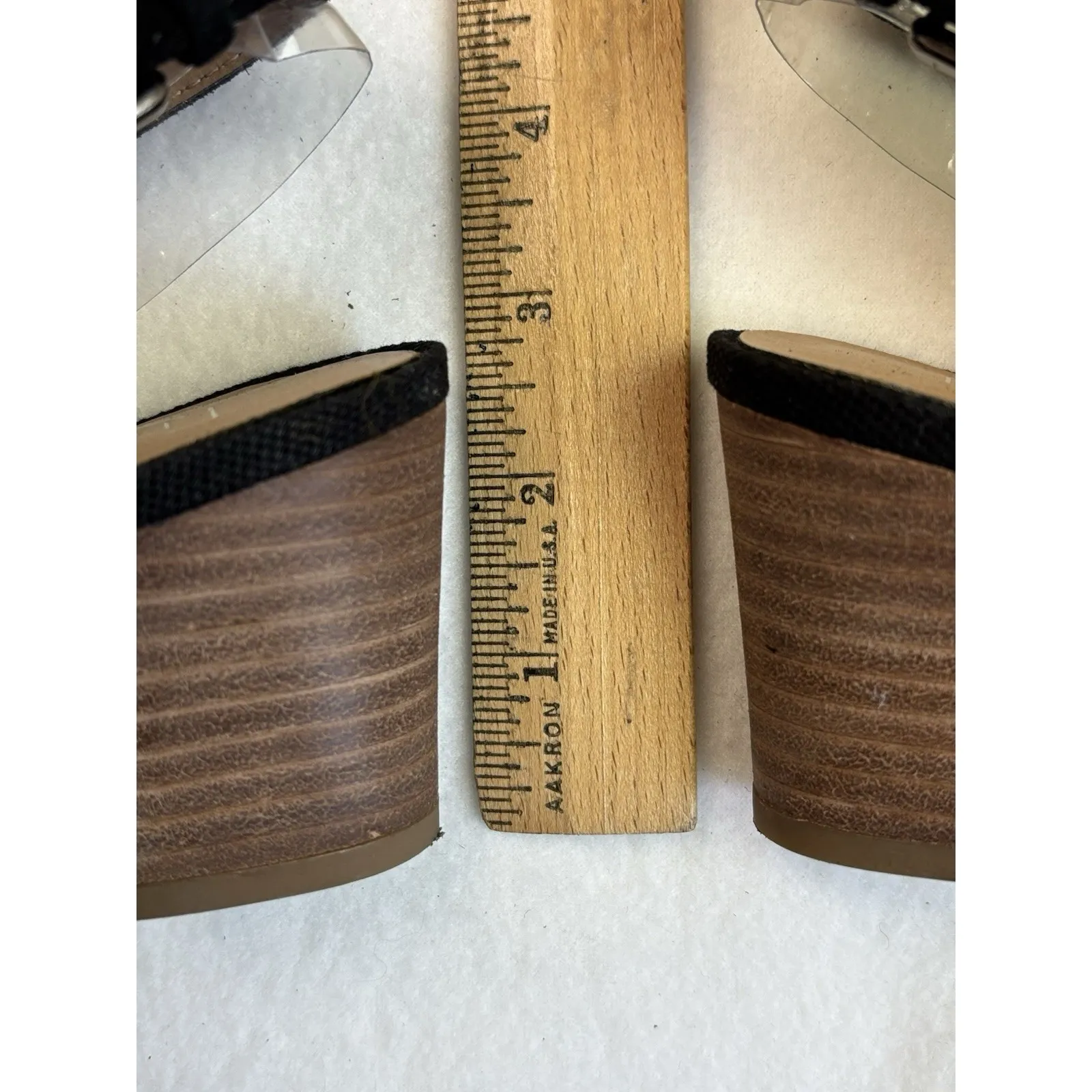 Franco Sarlo Mandi Blk Suede Block Heel Shoes Peep Toe Buckle Sz 6.5‎ Sling Back - Image 9