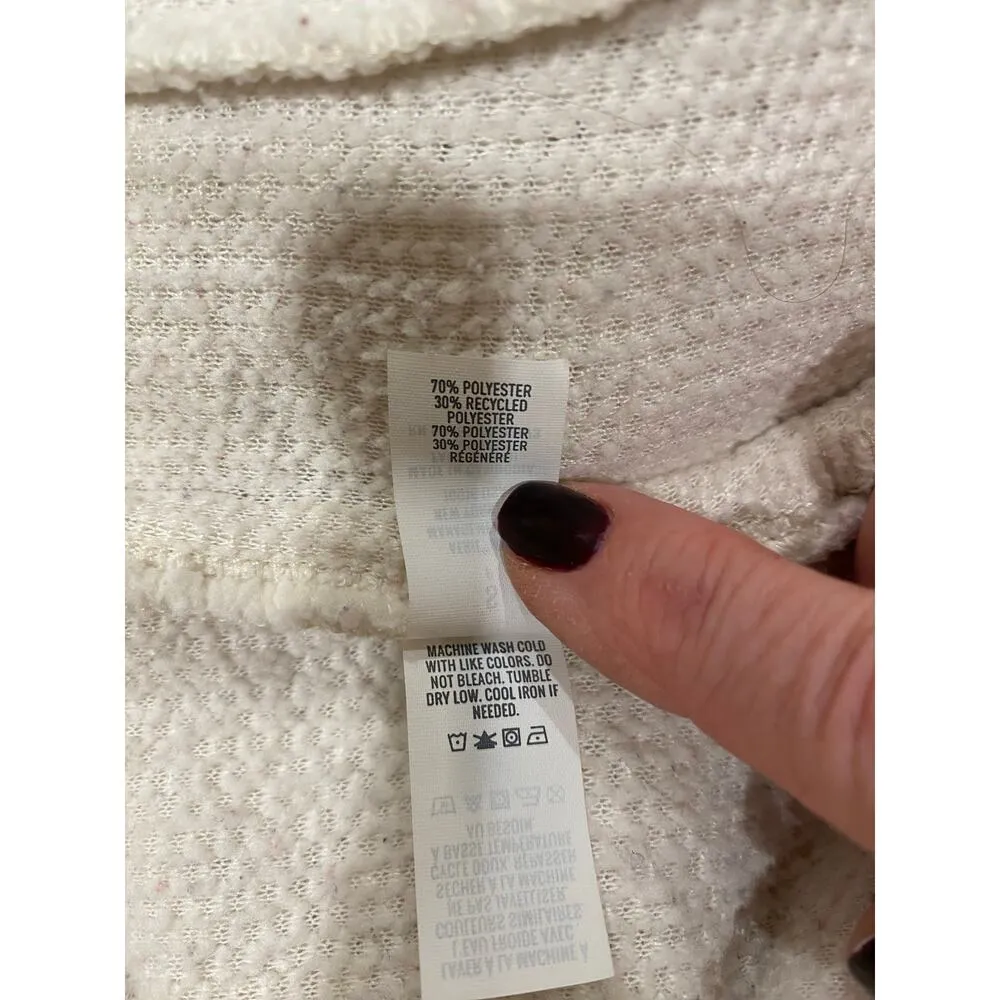 Aerie Fuzzy Fluffy Soft Pullover Warm Quarter Zip Sweater Cream Women's Small - Image 8