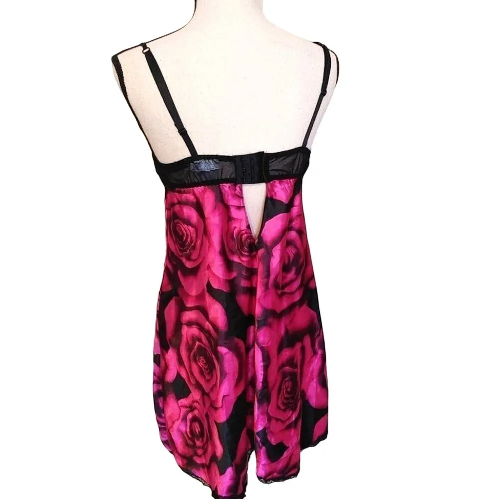 Morgan Taylor Intimates Size Small S Magenta Rose Black Lingerie Built in Bra Se - Image 5