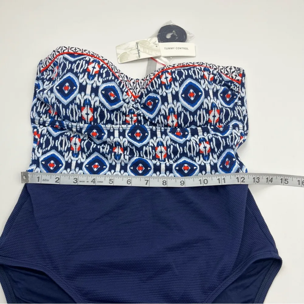Tommy Bahama One Piece Island Cays Ikat Bandeau Swimsuit Women Size 8 Summer NEW - Image 9