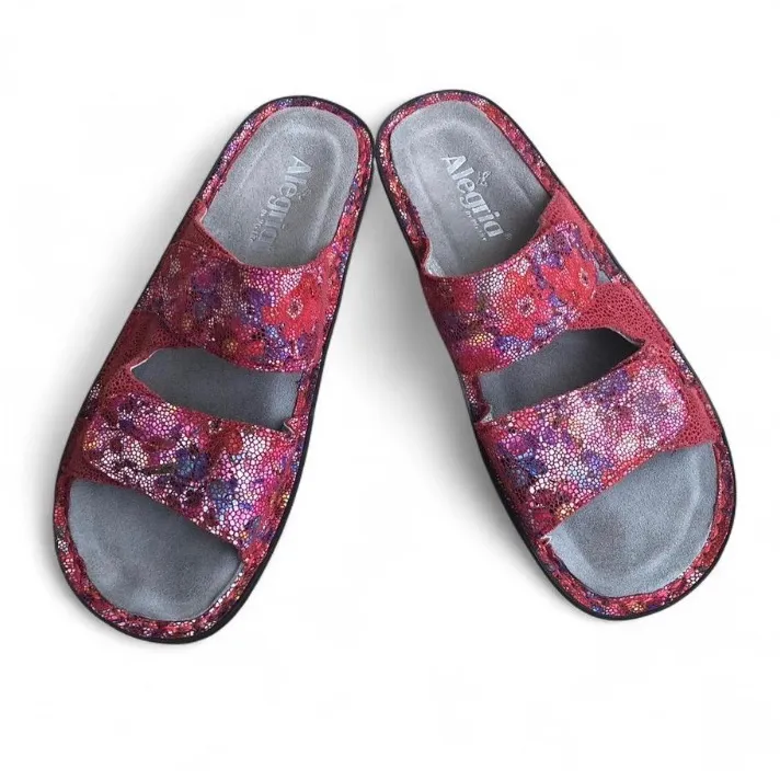 Alegria Women US 9.5 10 Red Floral 40 CAM-138 Double Strap Slides Sandals NICE!! - Image 8