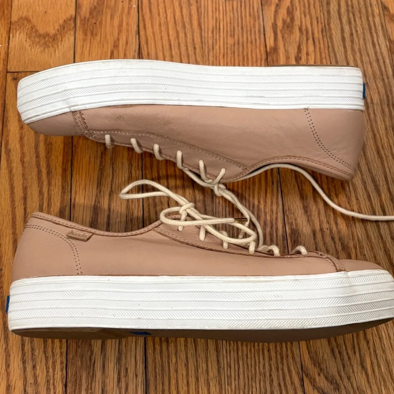 Keds Women Leather Lace Up Sneakers Nude Casual Everyday Comfort Size 8.5 - Image 2