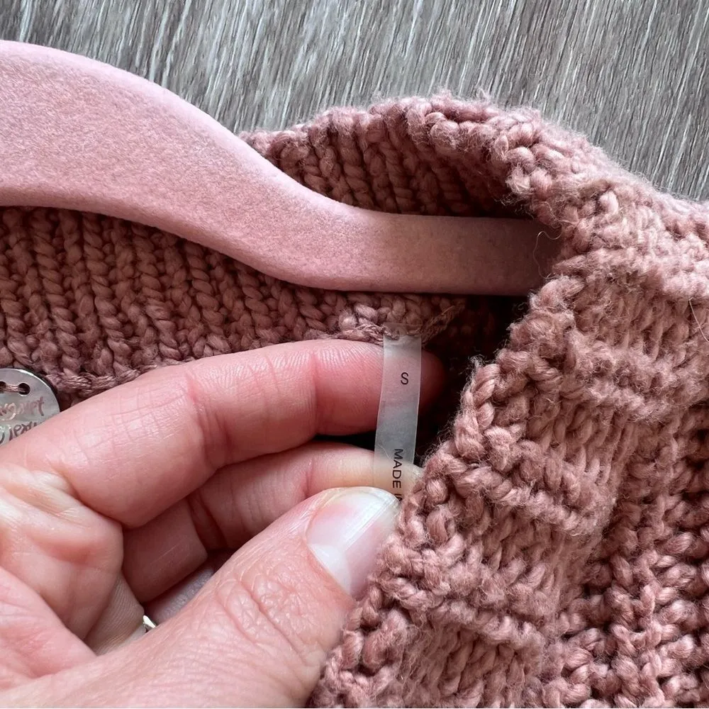 Margaret O’Leary muted pink chunky knit sweater puff sleeves women’s size S‎ - Image 6