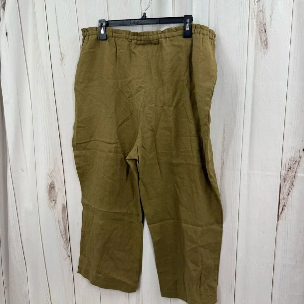 Jamaica Bay Women’s XL Green 100% Linen Wide Leg Pants - Image 3