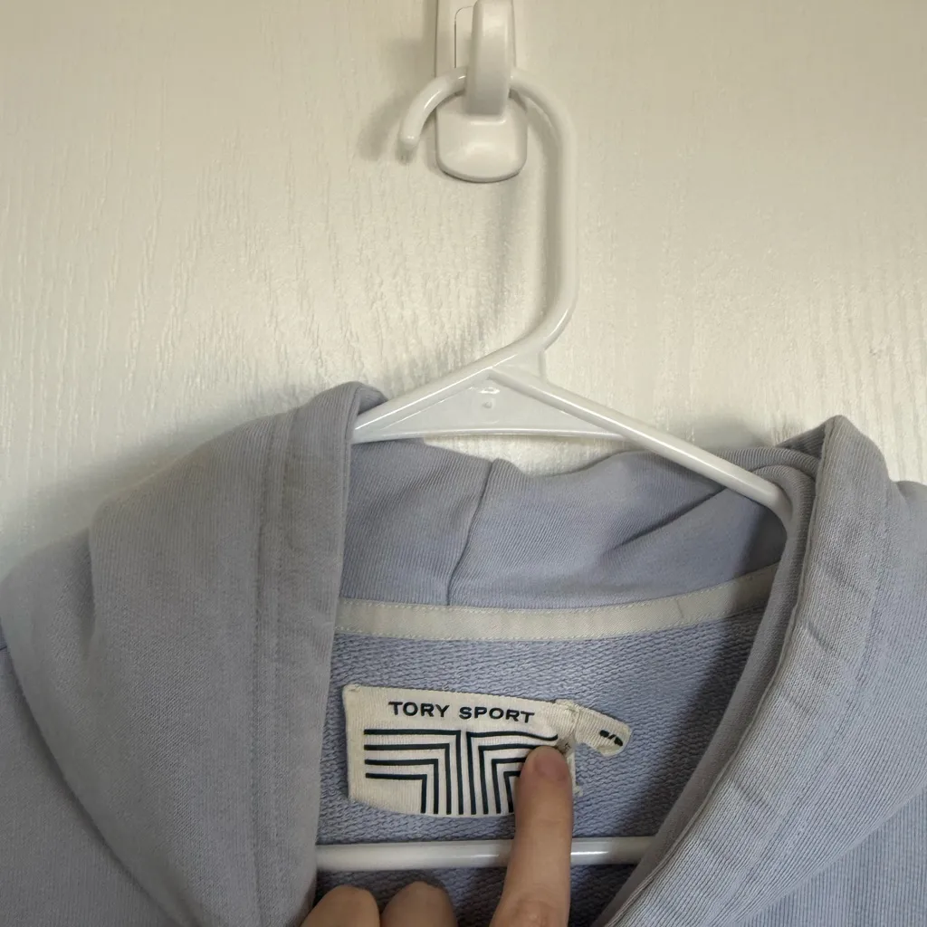 Tory Burch Sport French Terry Chevron Hoodie Blue - Image 3