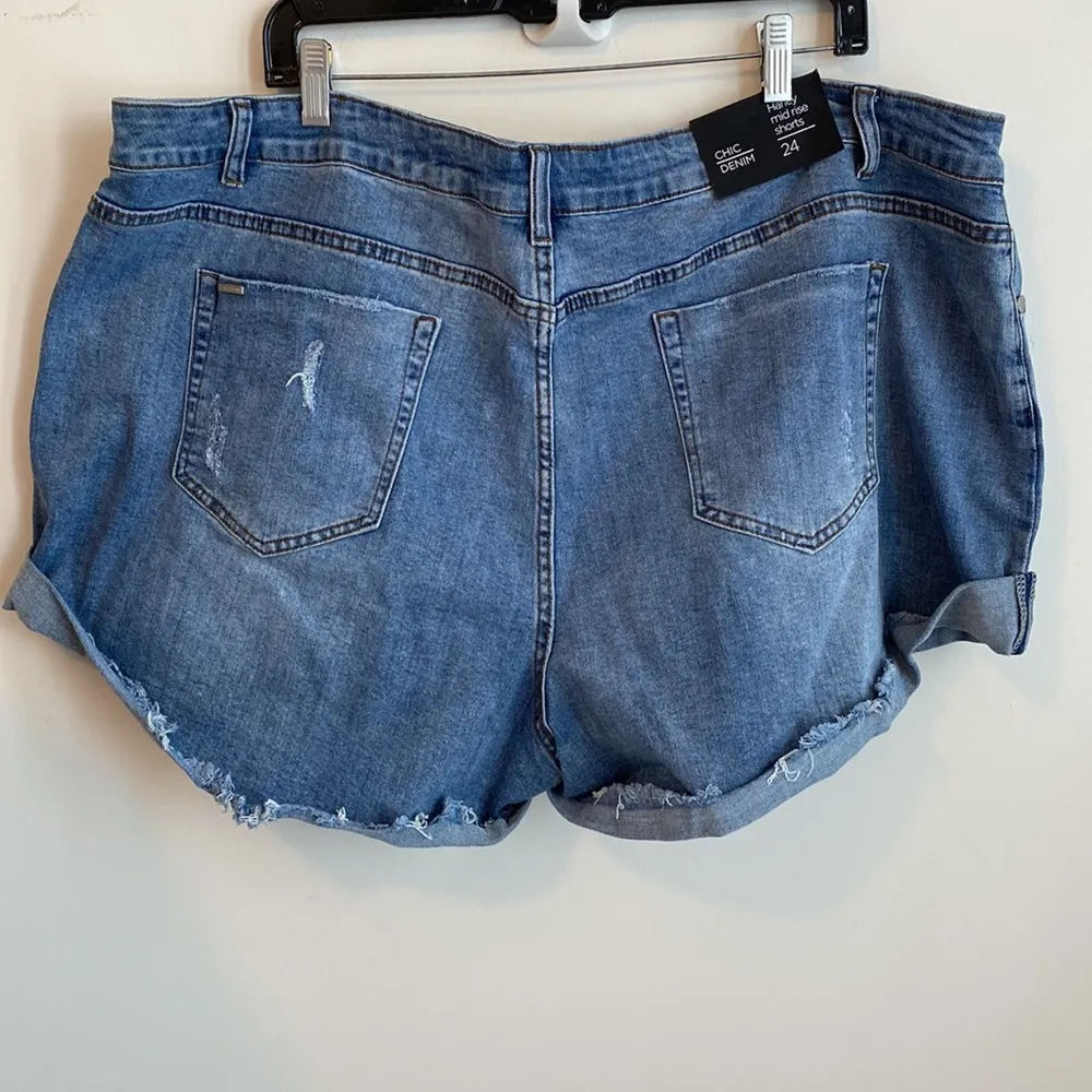 City Chic Harley Mid Rise Distressed Denim Shorts - Image 4