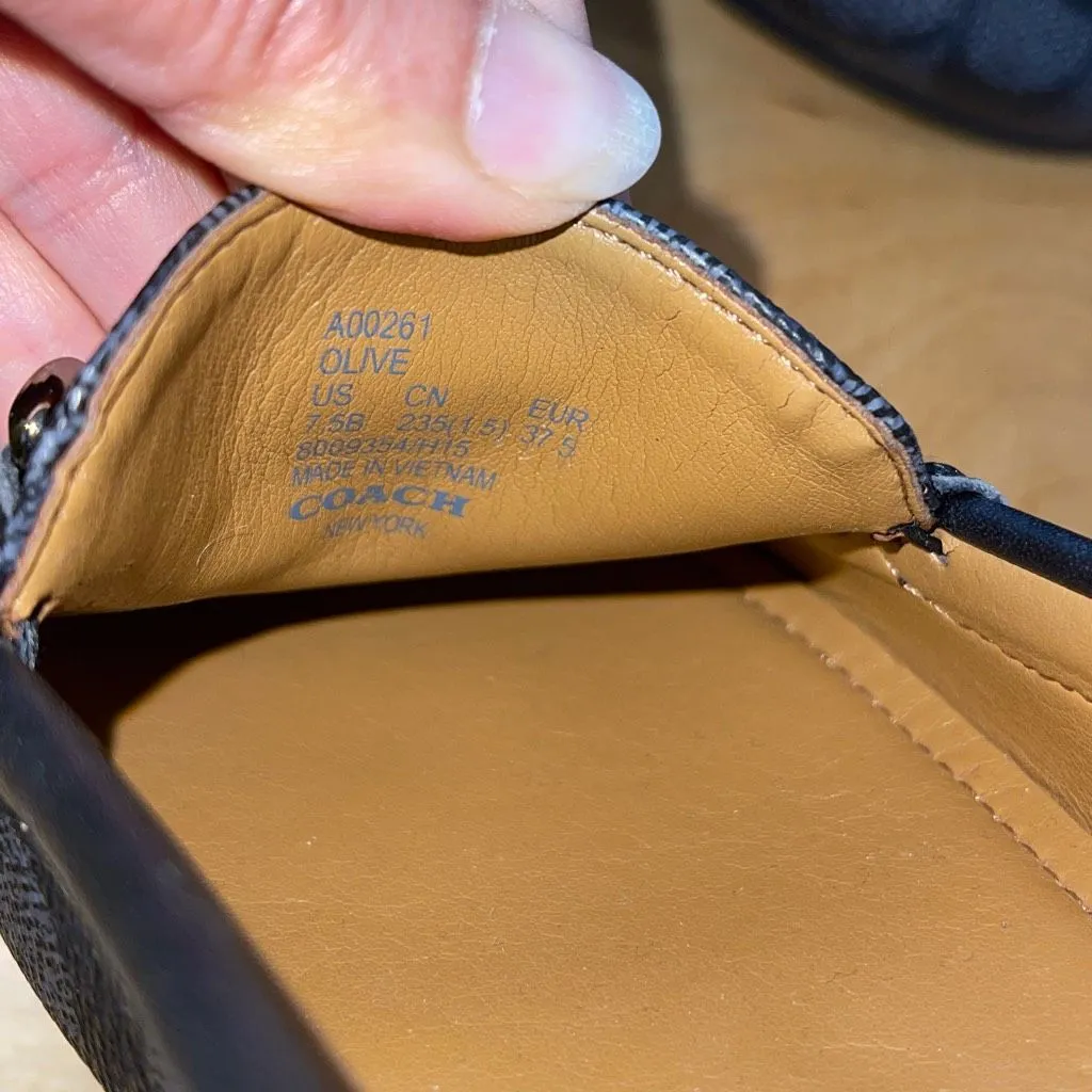 COACH Signature Olive 7.5 B Jacquard Black & Smoke Women's‎ Driving Loafer Logo - Image 5
