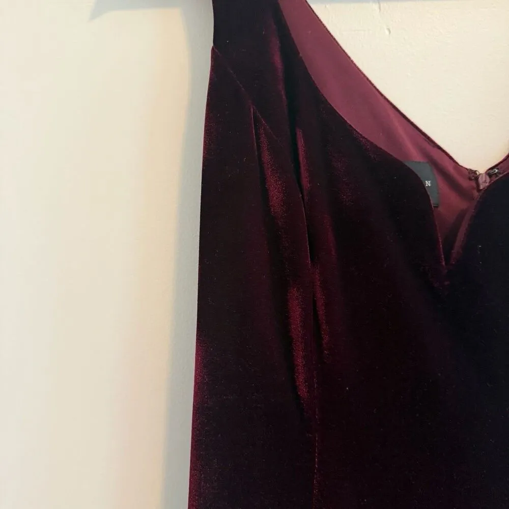 Donna Morgan Maroon Velvet Cocktail Midi DressVampy Whimsigoth Glam Sexy SZ 6 - Image 12