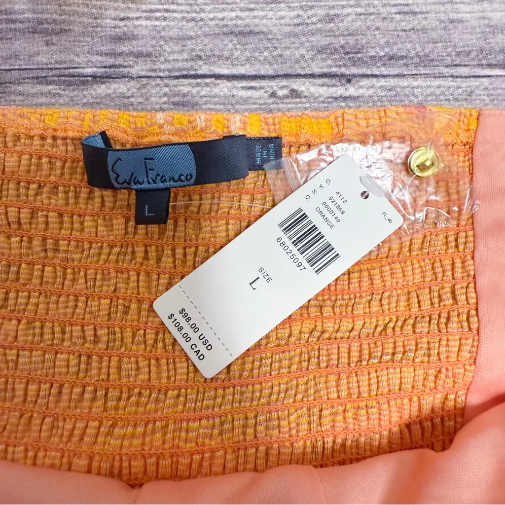 Eva Franco Anthropologie Citrus Orange Pink Knit Halter Wrap Crop Top Large New - Image 11