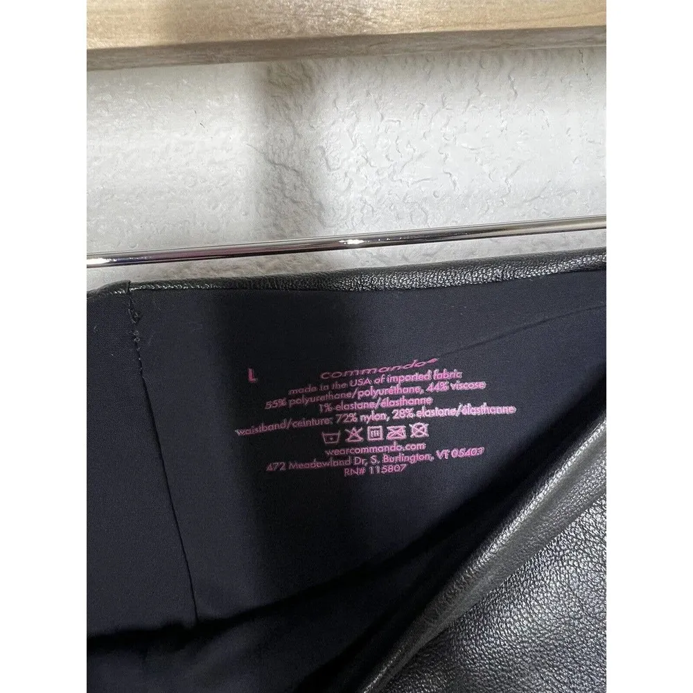 Commando Black Faux Leather Legging Pants Size Large L - Image 2