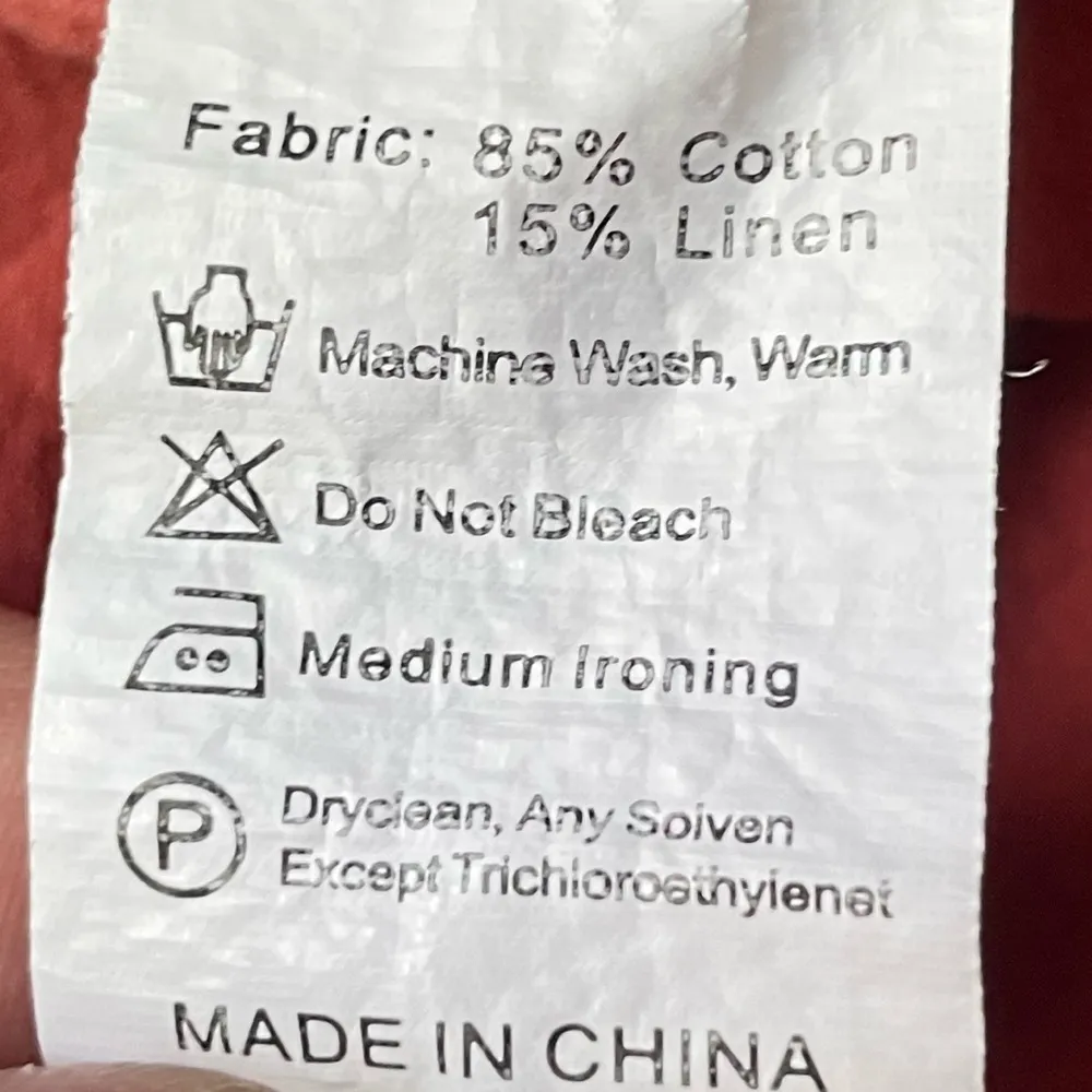 Linen Cotton Blend Rust Sleeveless Comfy Summer Jumpsuit Red Size XS - Image 9