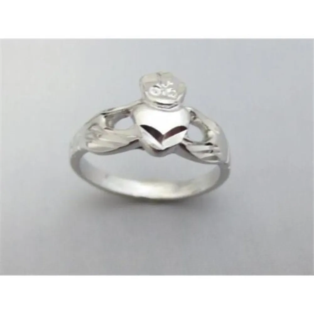 (Size 9) 14kt White Gold EP Celtic Irish Claddagh Ring (Brand New) - Image 2