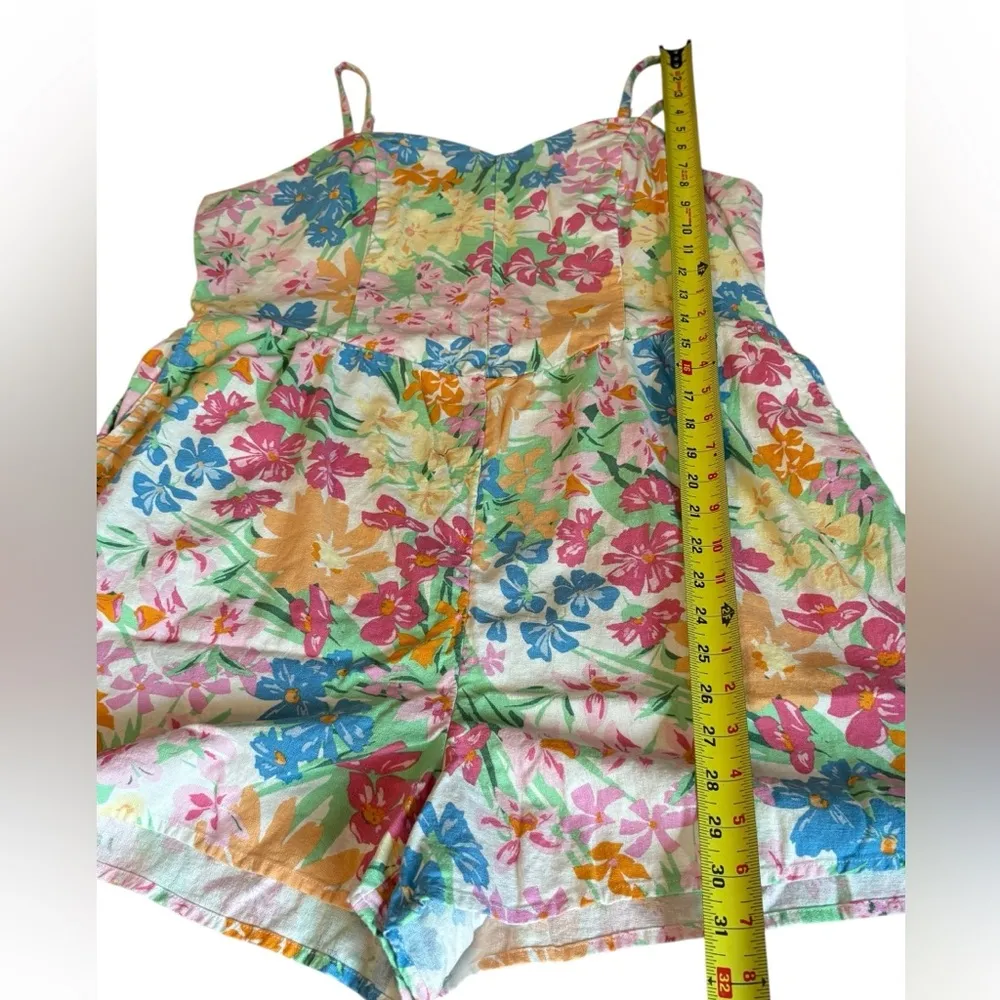 Old Navy Fit & Flare Cami Romper Floral Linen Blend Womens Size XL - Image 11