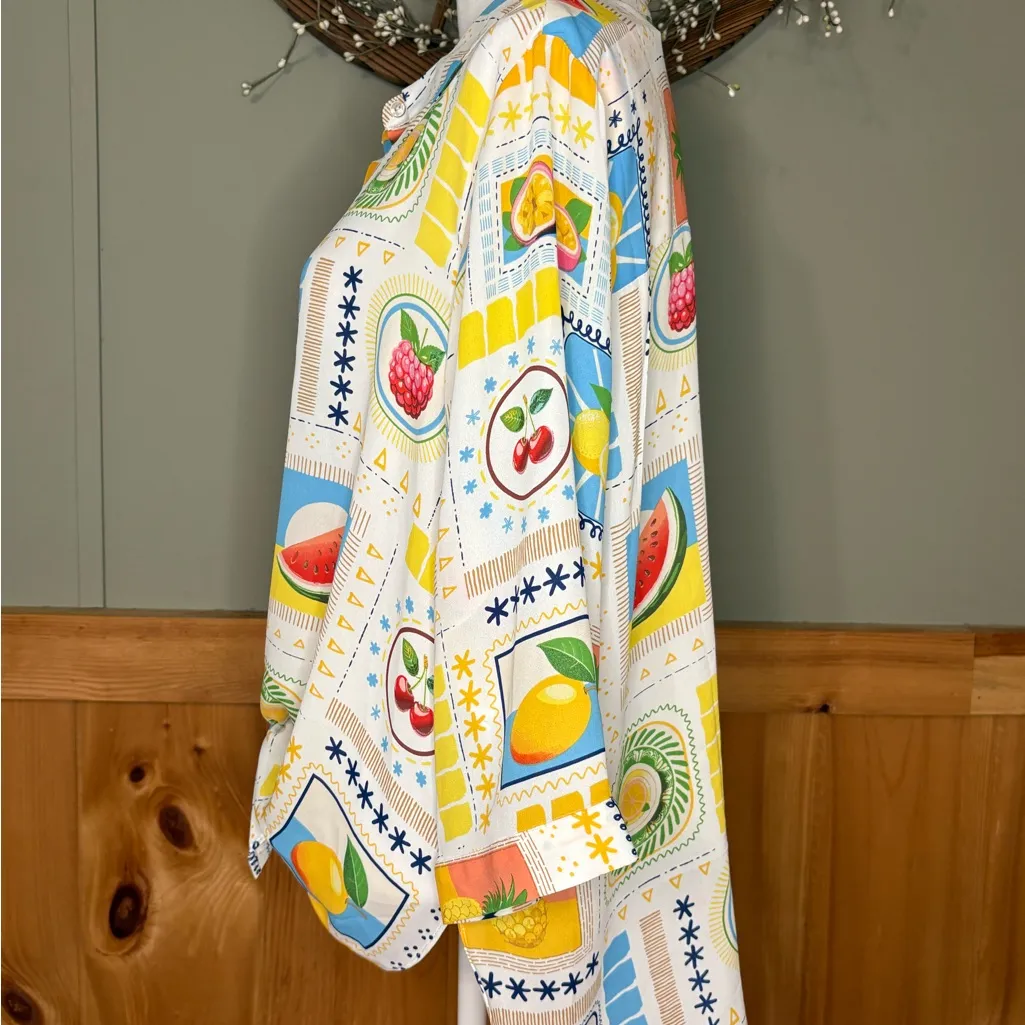 Rose & Olive Colorful Fruit Print Top size 1X NWT - Image 3