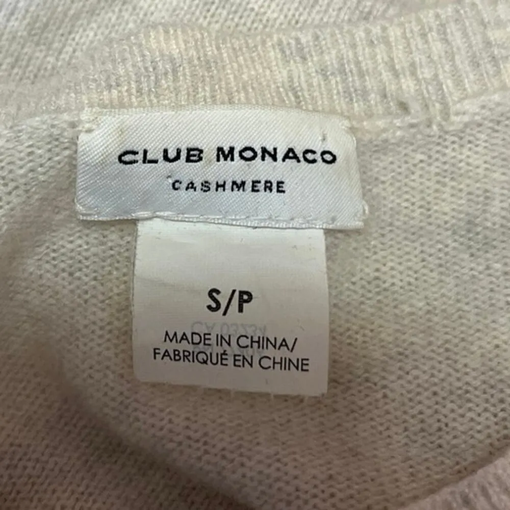 Club Monaco 100% Cashmere Cream White Knit Long Bow Sleeve Sweater Top Size S - Image 5