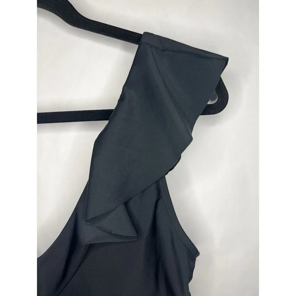 Old Navy Women’s Black Ruffle Sleeve One Piece Swimsuit Size L - Image 3