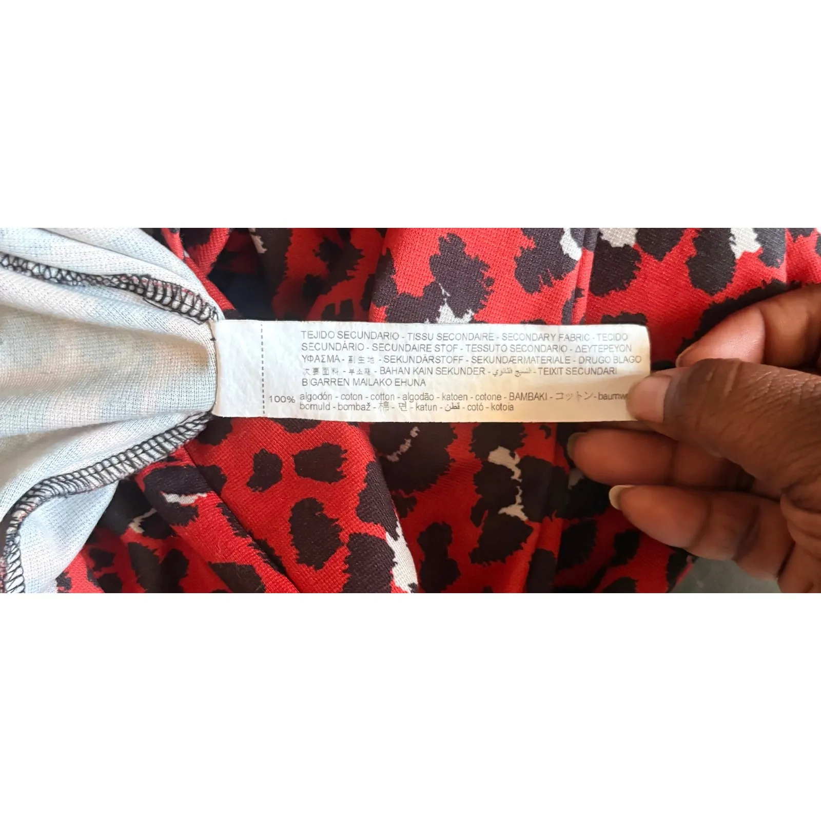 Zara‎ Basic Red Leopard Print Long Sleeve Midi Dress Small S Knit Bodycon - Image 5