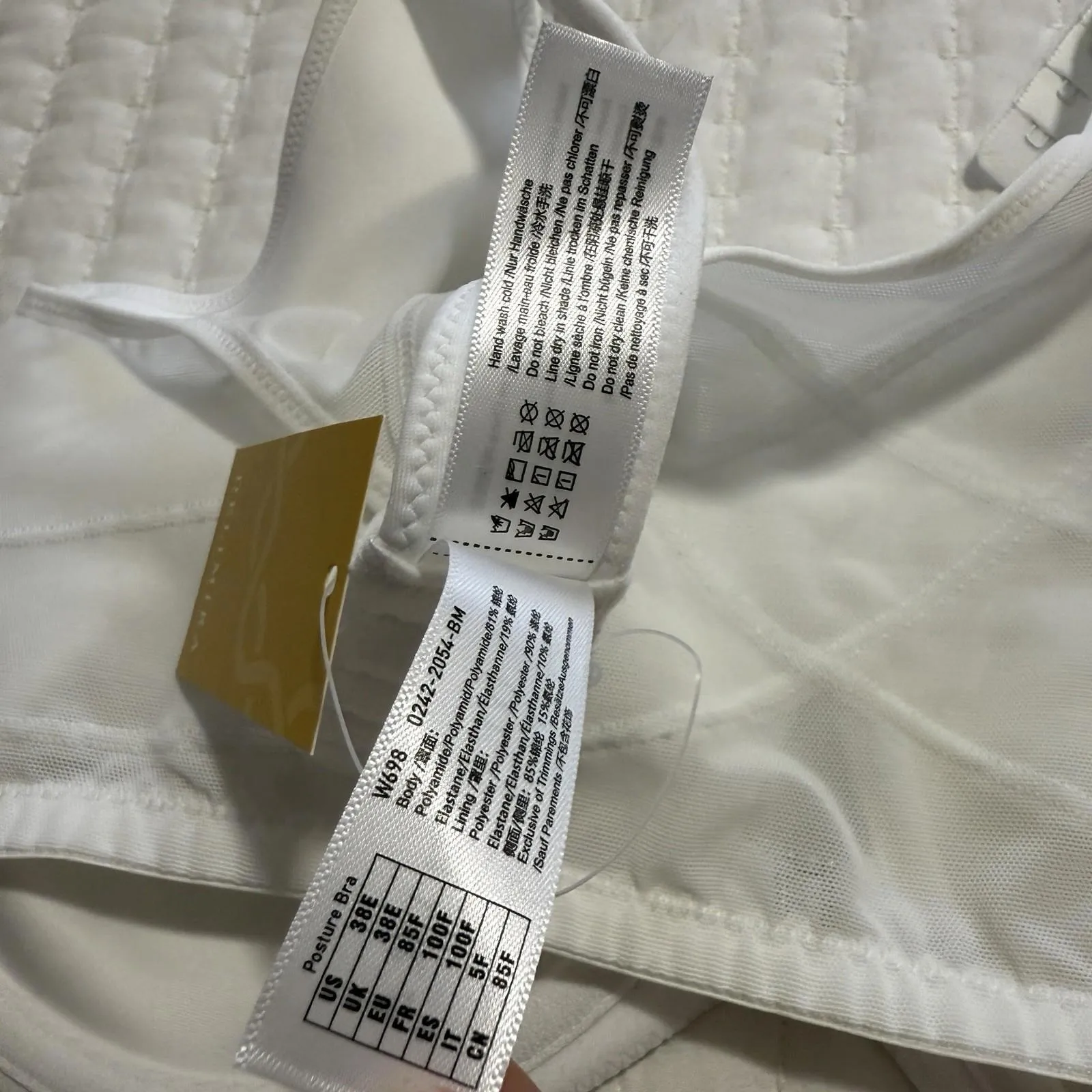 Delimira 38E Front Closure Bra Posture Full Coverage Unlined White W698 NWT Size undefined - Image 6