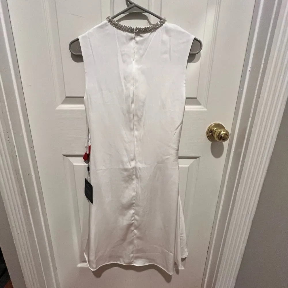 NWT IEENA for Mac Duggal Rhinestone Neckline Draped Mini Dress‎ size 4 - Image 12