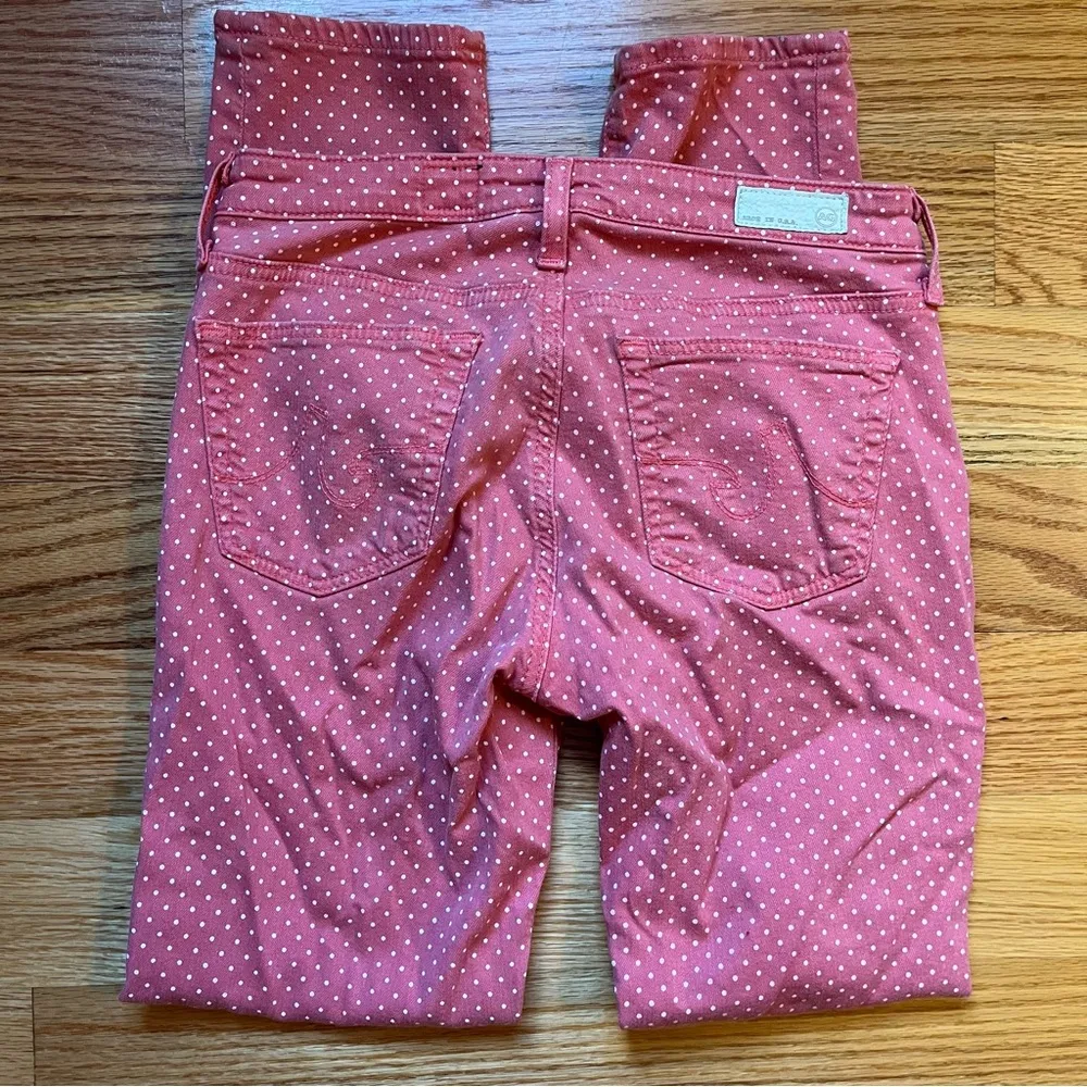 AG Adriano goldschmied Nantucket red polka dot the Stevie ankle jeans size 26 - Image 6