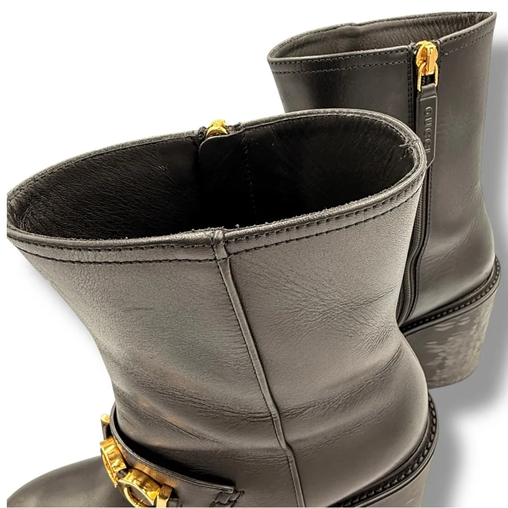 Gucci Logo Ankle Boots Black Leather – EU 37 - Image 12