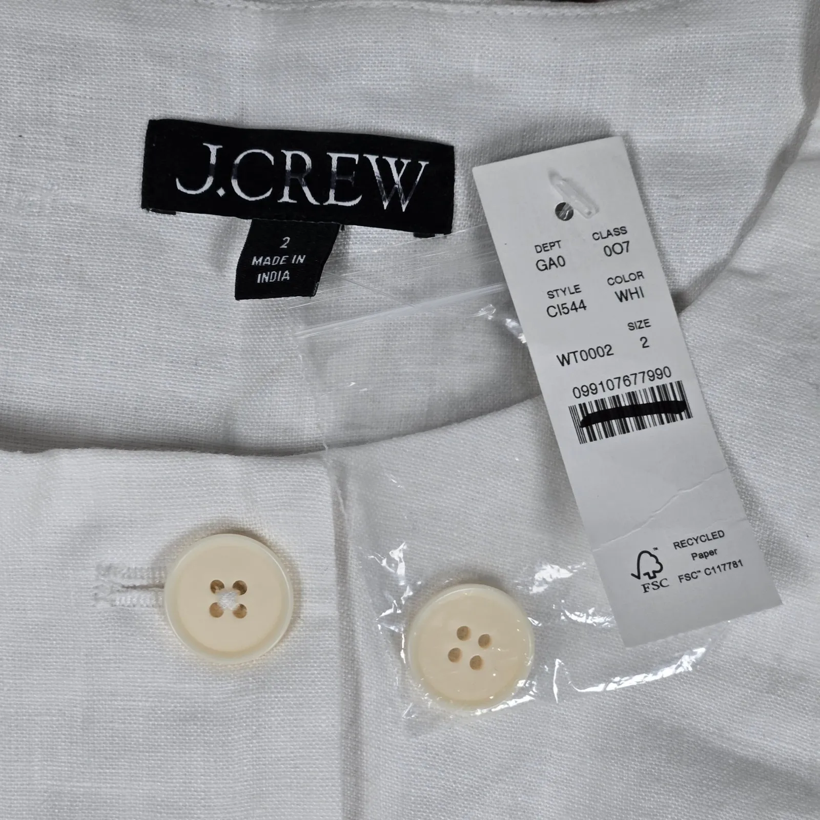 J. Crew Cutaway vest top in linen White CI544 2 NWT Career Sleeveless - Image 3
