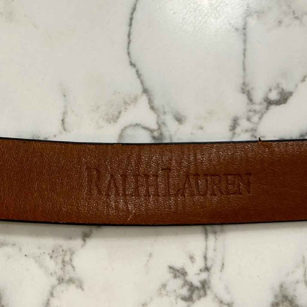 Ralph Lauren Black Leather Belt W/ Solid Brass Buckle Woman’s Size Medium - Image 3