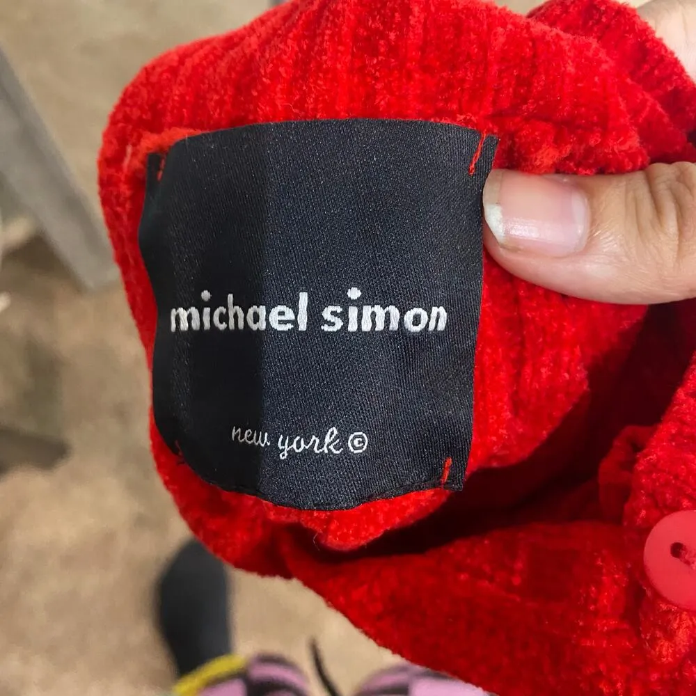 Michael Simon Red Cropped Sample Vintage Sweater Sz M Size M - Image 5