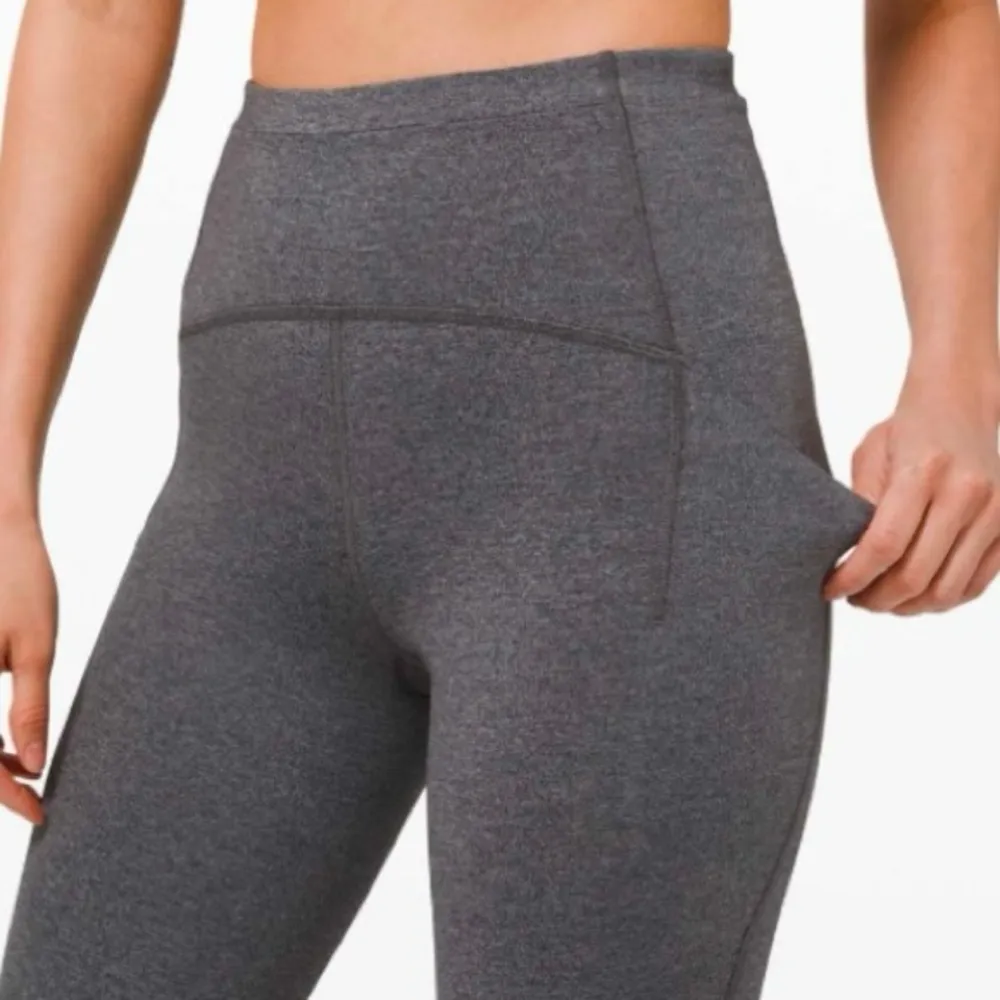 Swift Speed High Rise Crop 21" Heathered Black Leggings Size 2 - Image 3