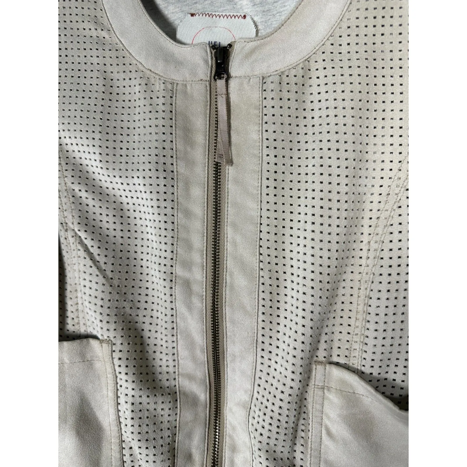 Hei Hei Anthropologie Perforated Faux Suede Moto Bomber Jacket Women's Small - Image 4