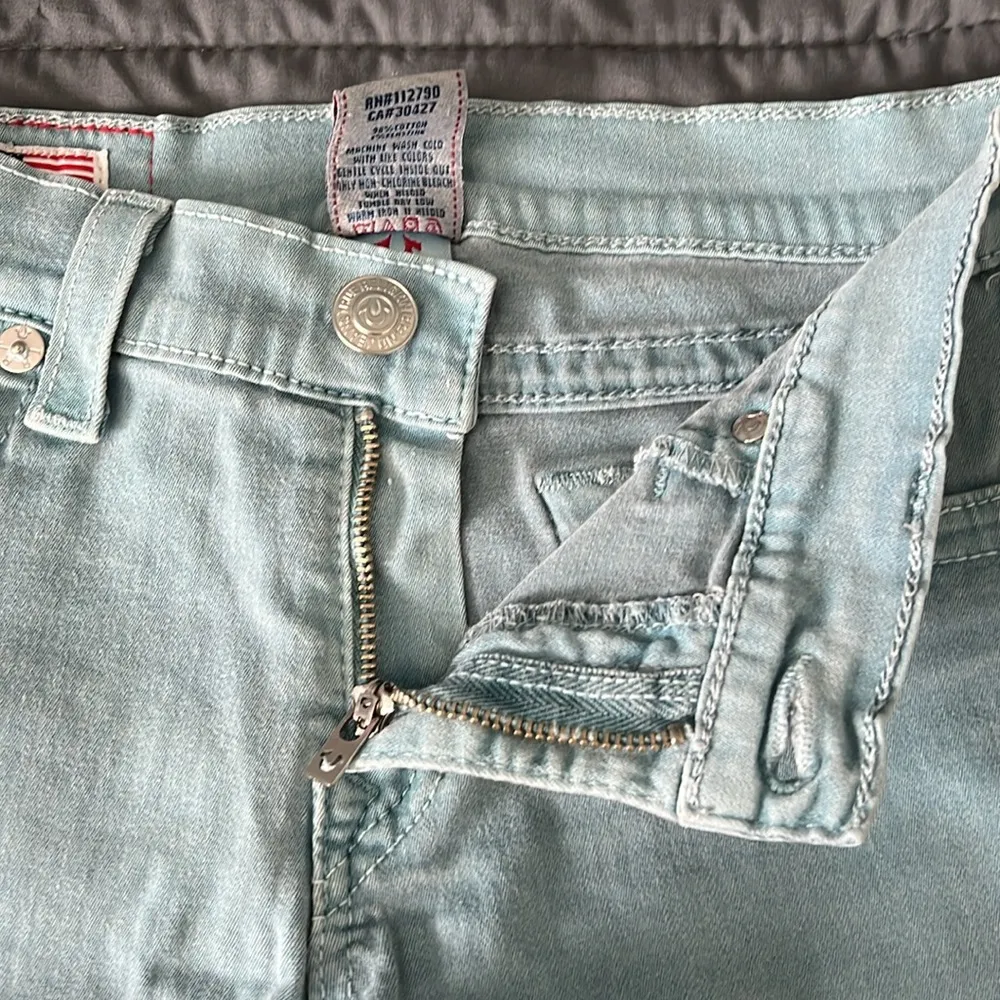 True Religion Light Blue Cut Off Shorts Size 27 - Image 4