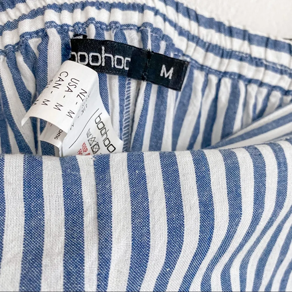 Boohoo Nautical Stripe Split Wide Leg Pants Size Medium - Image 6