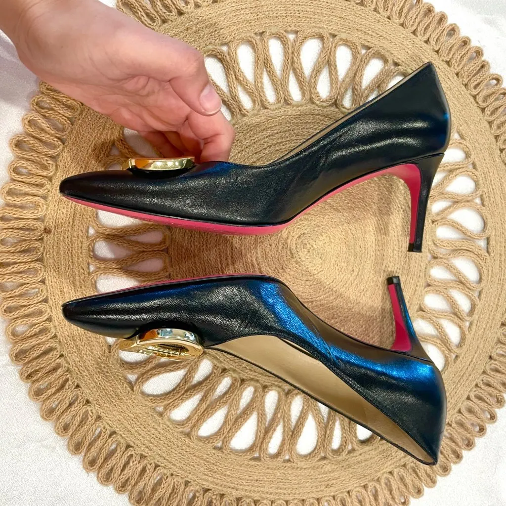 Dee Ocleppo Dee Office Party Logo Pump Black Leather Size EU 38 - Image 6