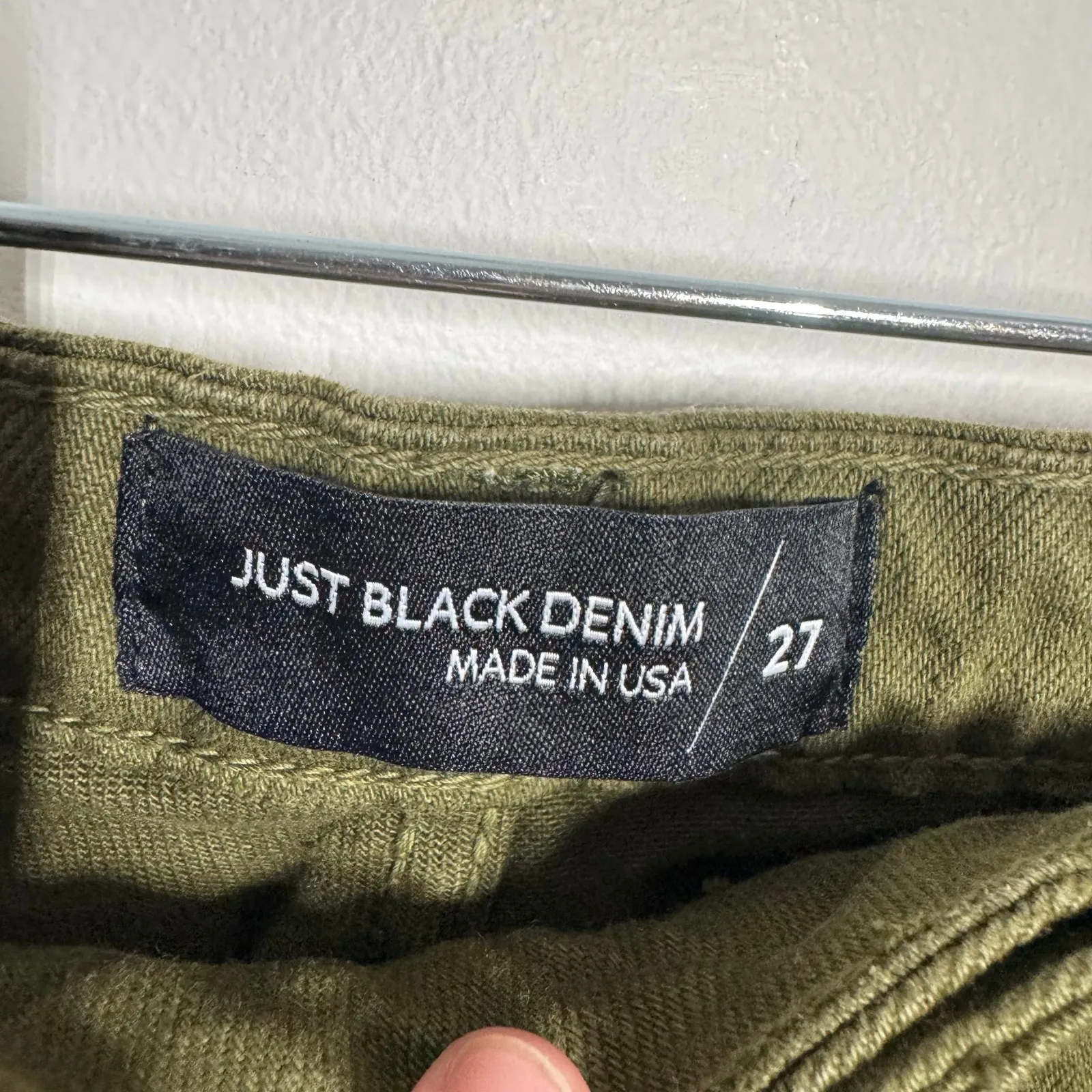 Just Black Denim Wide Leg Olive Pant Women 27 Green Minimal Cropped Casual Prep - Image 4