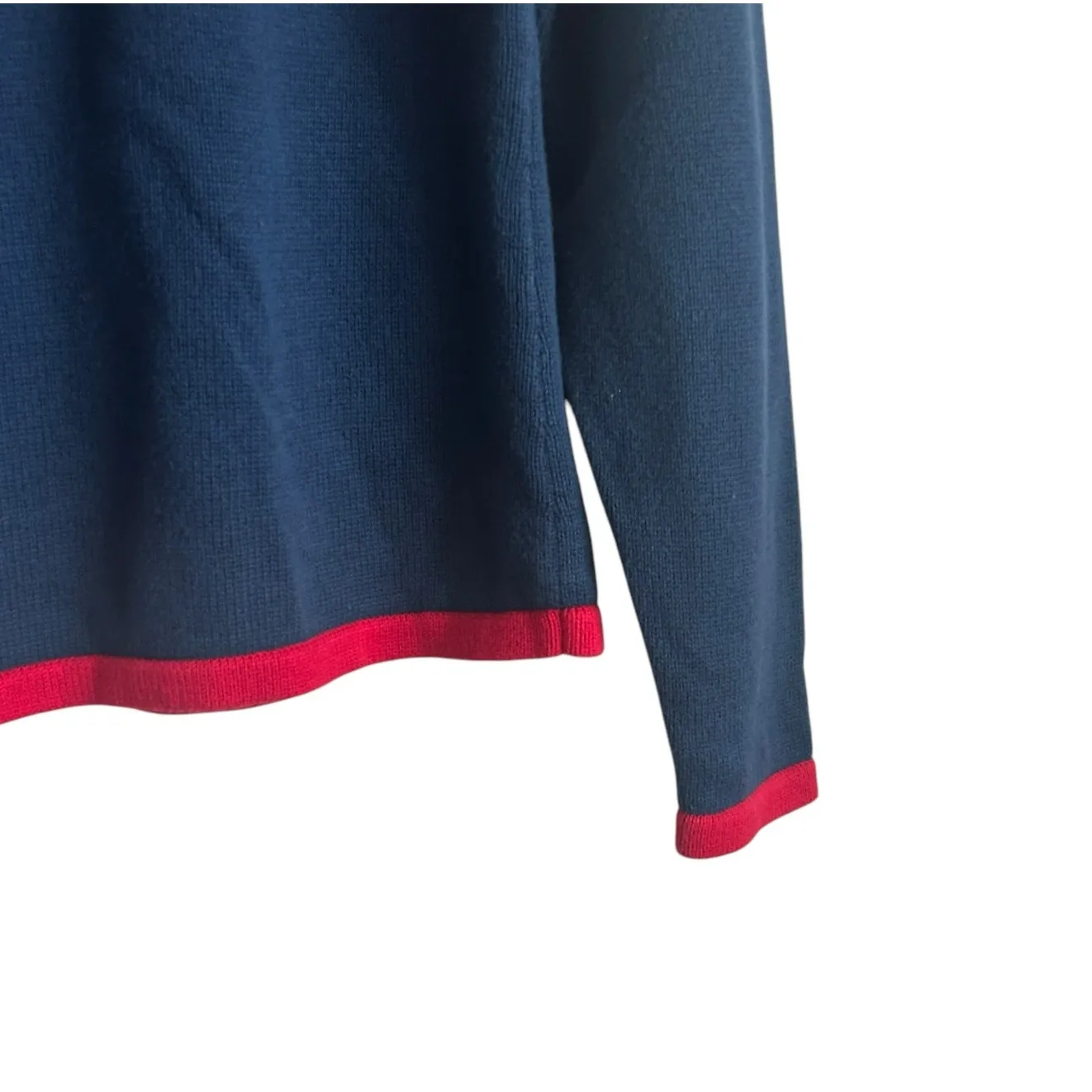 VTG Austin Clothing Women Sweater L Cowl Neck Knitted American Flag Patriotic Blue Size L - Image 4