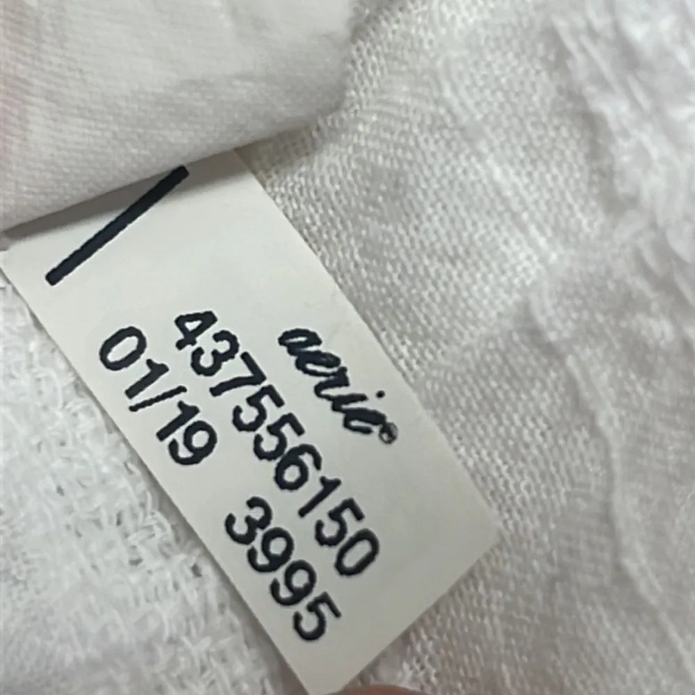 aerie White Striped Oversized Drawstring Beach/Pool V-Neck Coverup w/ Slits-XS-S - Image 13