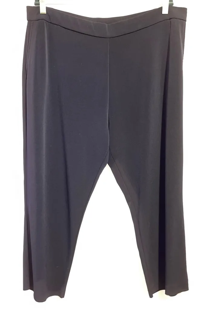 Susan Graver QVC Liquid Knit Navy Pull On Pants Women XL Pockets Office Career - Image 1