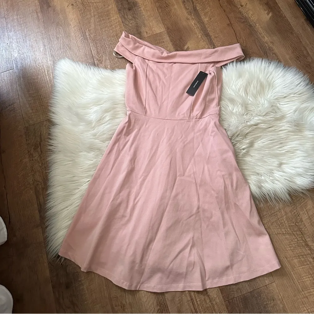 LULU’S Season Of Fun Blush Pink Off The Shoulder Skater Dress - Image 3
