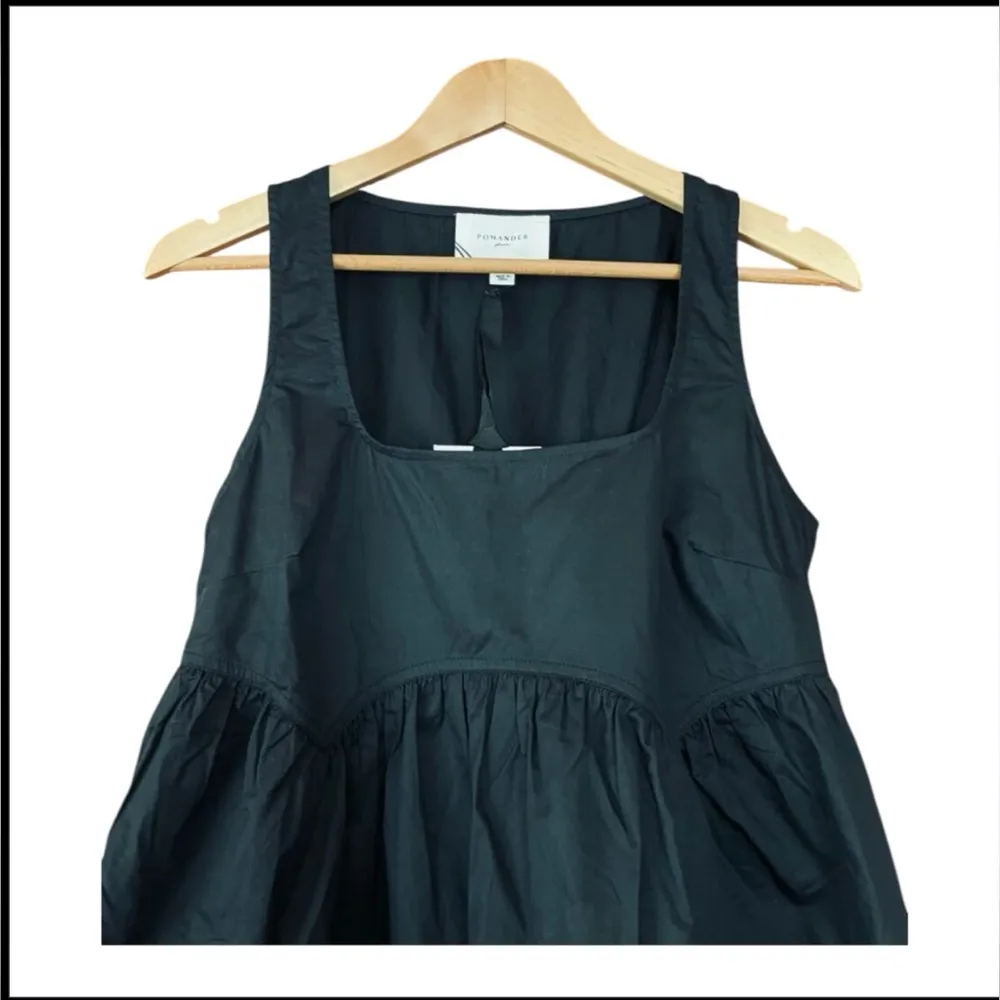 Pomander Place Porto Dress M NWT Black Sleeveless Mini Cotton Babydoll Style - Image 6