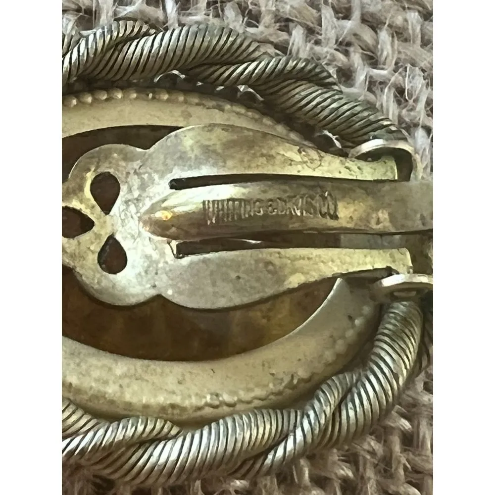 Vintage Whiting & Davis clip on earrings gold tone yellow glass faceted stones - Image 5