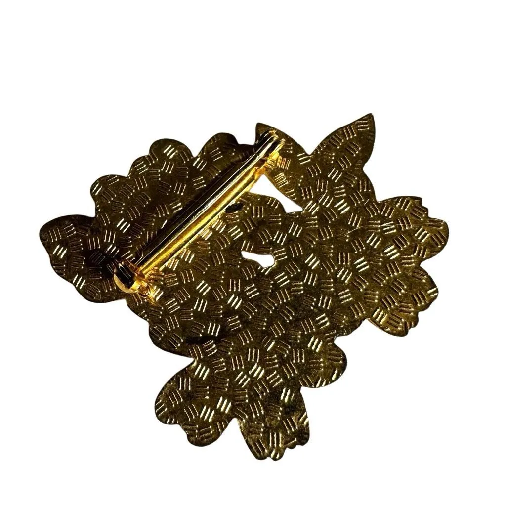 Vintage Cloisonné Butterfly & Purple Floral Brooch - Image 5