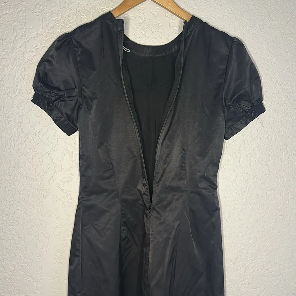 Vintage Fossil Black Dress Nylon Cotton Short Sleeve Crew Neck Demure Y2K Twee - Image 5