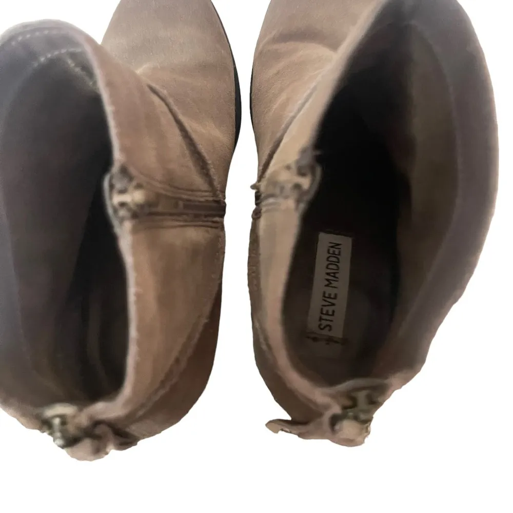 Steve Madden Women's Size 8M‎ Milaan Suede Brown Heeled Booties Boots - Image 10