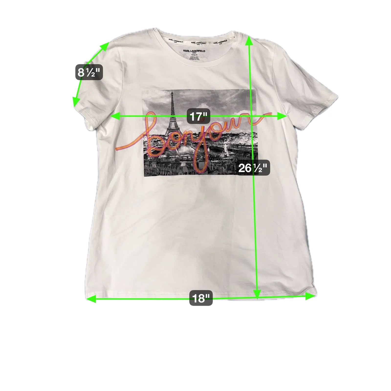 Karl Lagerfeld Paris Bonjour Eiffel Tower Graphic T - Image 2