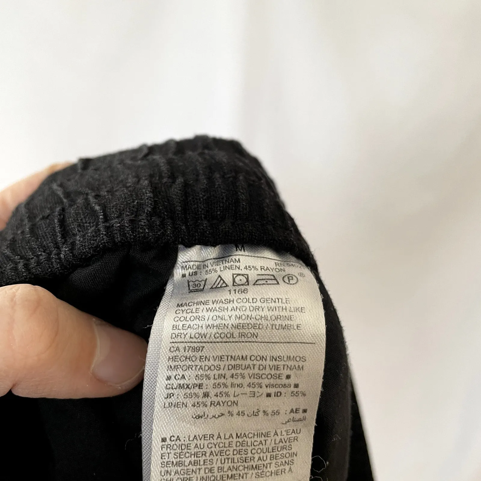 Old Navy linen blend black summer shorts pockets pull on elastic waist women's M - Image 6